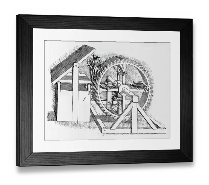 Framed Print : Drawing based on Crossbow Machine by Leonardo da Vinci