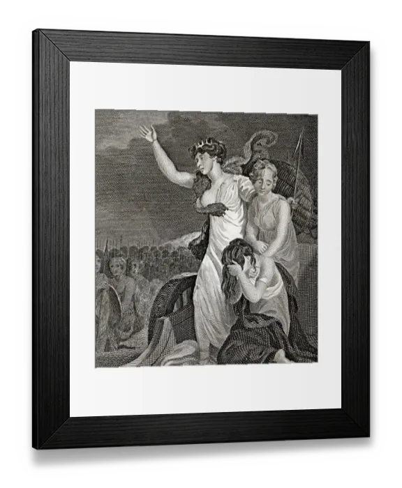 Framed Print : Engraving of Queen Boadicea Addressing Her Troops Framed Print : Engraving of Queen Boadicea Addressing Her Troops