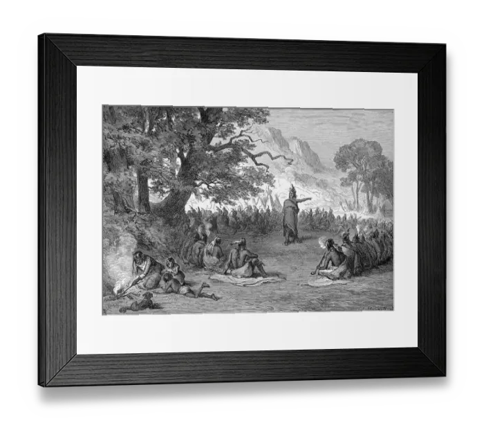 Framed Print : Pontiac In Council; Woodcut Framed Print : Pontiac In Council; Woodcut