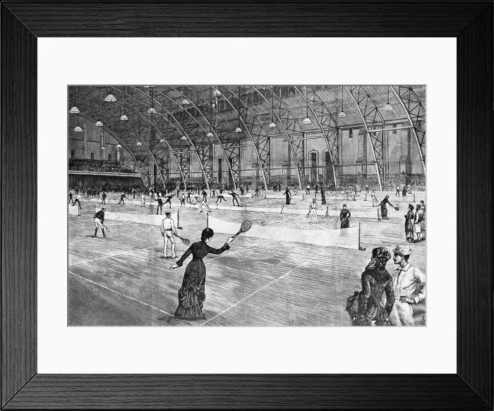 Framed Print : Indoor Lawn Tennis; Woodcut; Armory; Framed Print : Indoor Lawn Tennis; Woodcut; Armory;