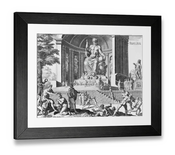 Framed Print : Print of the Statue Of Zeus; Wonder Of The World Framed Print : Print of the Statue Of Zeus; Wonder Of The World