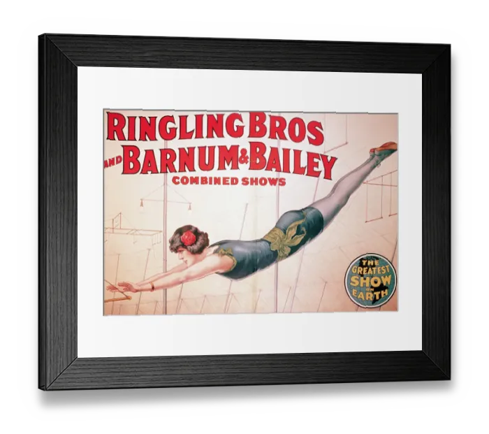 Framed Print : Ringling Brothers and Barnum & Bailey Poster with Trapeze Artist Framed Print : Ringling Brothers and Barnum & Bailey Poster with Trapeze Artist