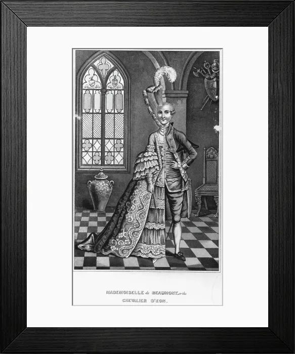 Framed Print : Print of Charles Genevieve Louis Auguste Timothee d'Eon de Beaumont in Women's and Men's Clothing Framed Print : Print of Charles Genevieve Louis Auguste Timothee d'Eon de Beaumont in Women's and Men's Clothing