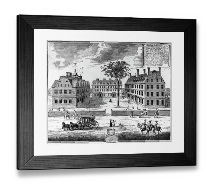Framed Print : Early 18th-Century View of Harvard College Framed Print : Early 18th-Century View of Harvard College