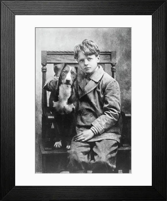 Framed Print : Portrait of Young Charles Lindbergh with Dog Framed Print : Portrait of Young Charles Lindbergh with Dog