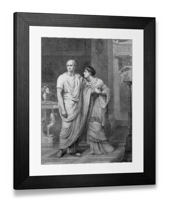 Framed Print : Depiction of Julius Caesar and Wife Framed Print : Depiction of Julius Caesar and Wife