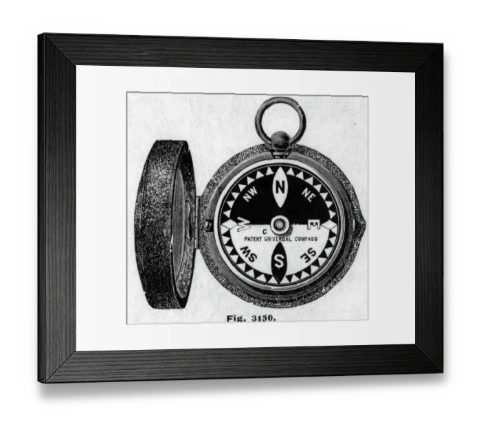 Framed Print : Front Of Marine Pocket Compass Framed Print : Front Of Marine Pocket Compass