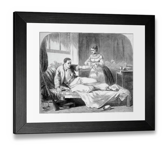 Framed Print : Nurse Tending to Wounded Soldier Framed Print : Nurse Tending to Wounded Soldier