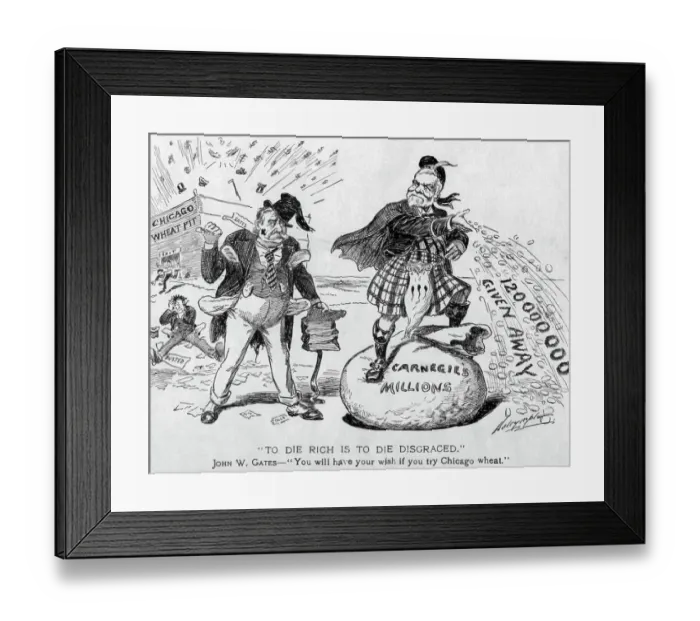 Framed Print : Polit Cartoon / Money Bags & Wheat Pit