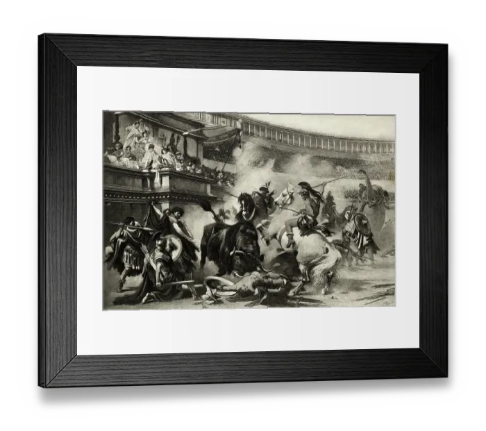 Framed Print : Ancient Roman Bullfight Framed Print : Ancient Roman Bullfight
