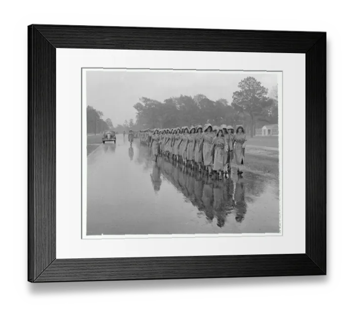 Framed Print : Line of Women Soldiers Marching on Road Framed Print : Line of Women Soldiers Marching on Road