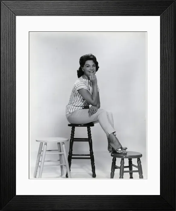 Framed Print : Connie Francis Posed / Seated on Stool