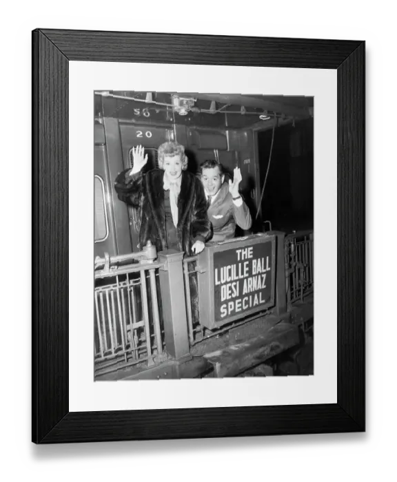 Framed Print : L Ball and D Arnaz Wave From Their Train Framed Print : L Ball and D Arnaz Wave From Their Train