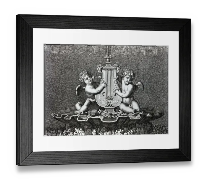 Framed Print : Engraving Of Two Boys Playing Lyre Framed Print : Engraving Of Two Boys Playing Lyre