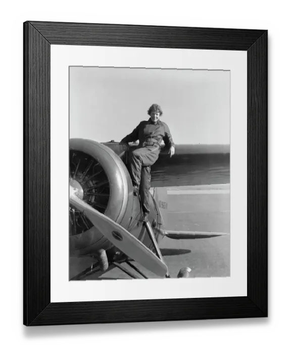 Framed Print : Amelia Earhart Boarding Airplane Framed Print : Amelia Earhart Boarding Airplane