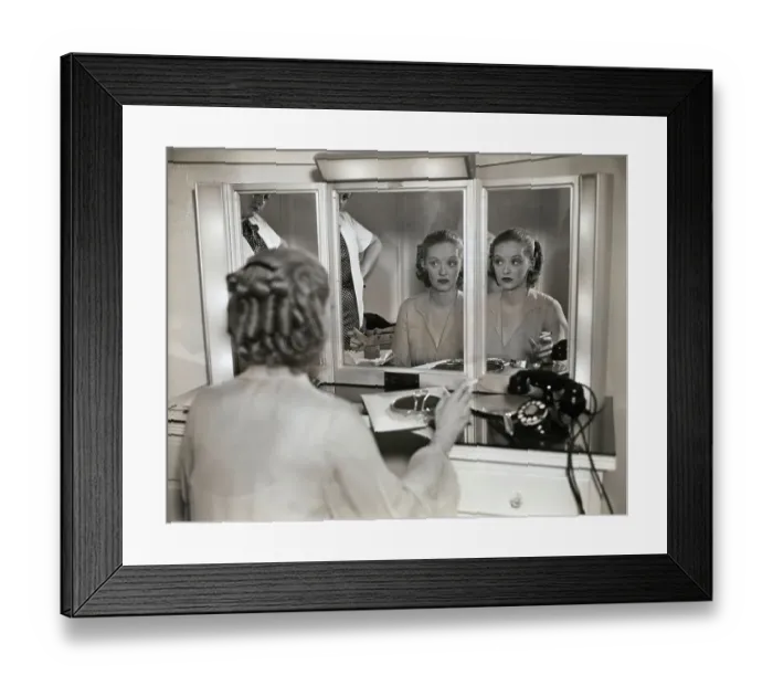 Framed Print : Bette Davis At Mirror In Dressing Room Framed Print : Bette Davis At Mirror In Dressing Room