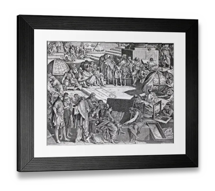 Framed Print : Engr.; Scholars @ Work; 18Th Century