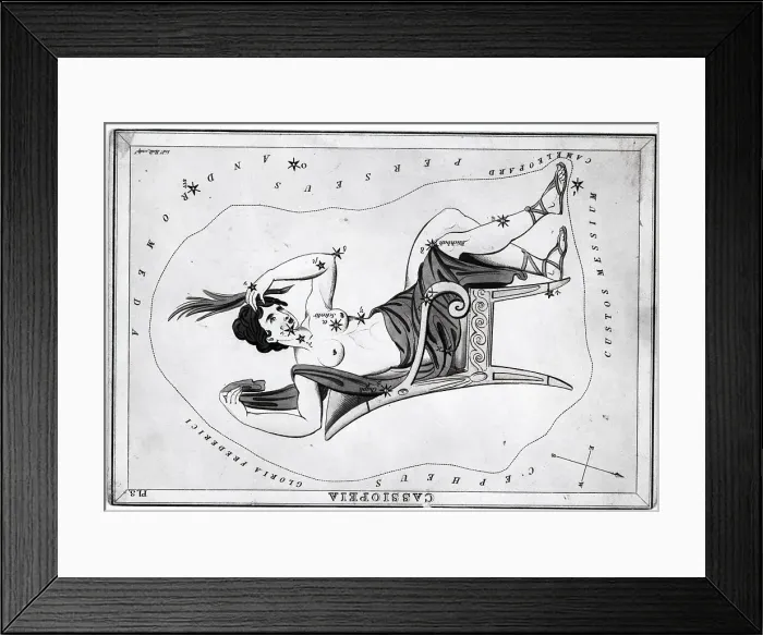 Framed Print : Engraving Of Constellation Cassiopeia Framed Print : Engraving Of Constellation Cassiopeia