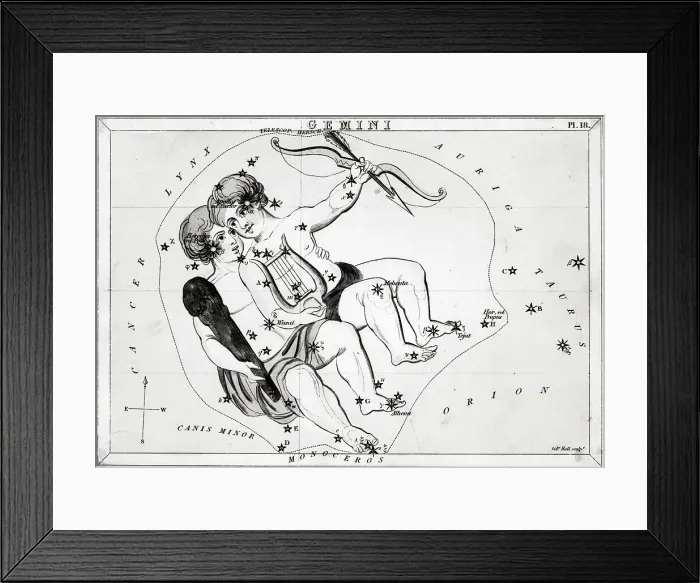 Framed Print : Engraving Of Constellation Gemini Framed Print : Engraving Of Constellation Gemini