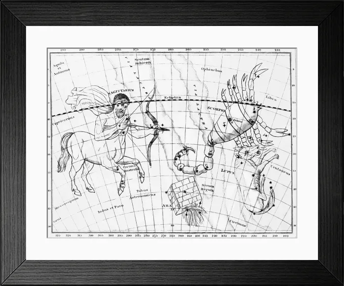 Framed Print : Engraving Of Star Map W / Sagittarius Framed Print : Engraving Of Star Map W / Sagittarius