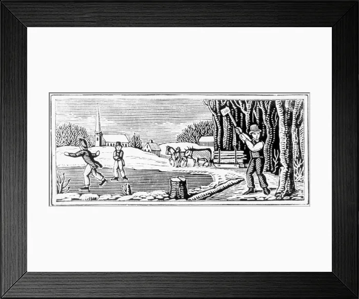 Framed Print : Woodcut Of Farmer Chopping A Tree Framed Print : Woodcut Of Farmer Chopping A Tree