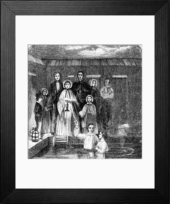 Framed Print : Engraving Of A Mormon Baptism Framed Print : Engraving Of A Mormon Baptism