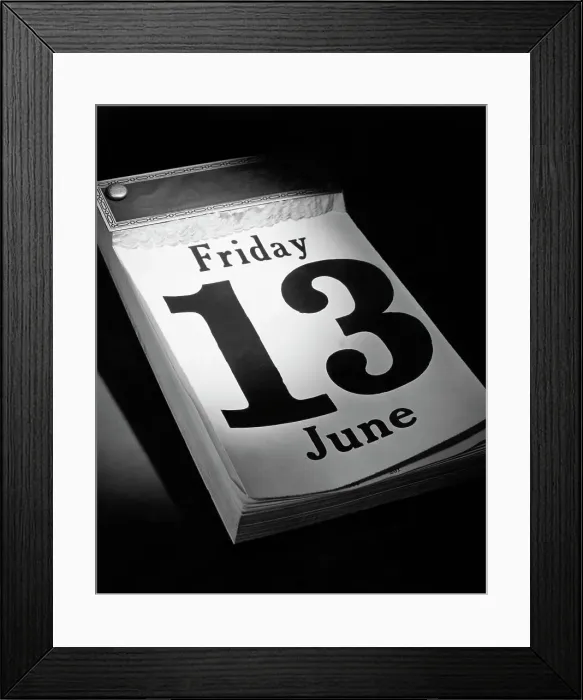 Framed Print : Friday the 13th Page on Desk Calendar Framed Print : Friday the 13th Page on Desk Calendar
