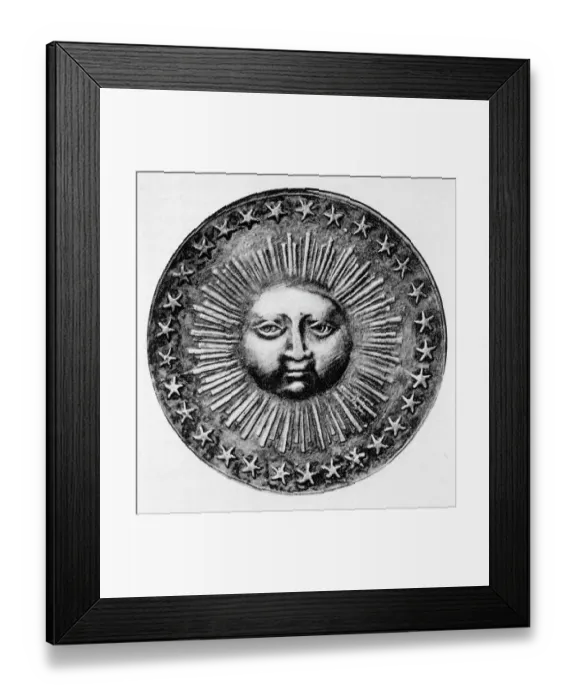 Framed Print : Medallion W / Relief Image Of Sun Framed Print : Medallion W / Relief Image Of Sun