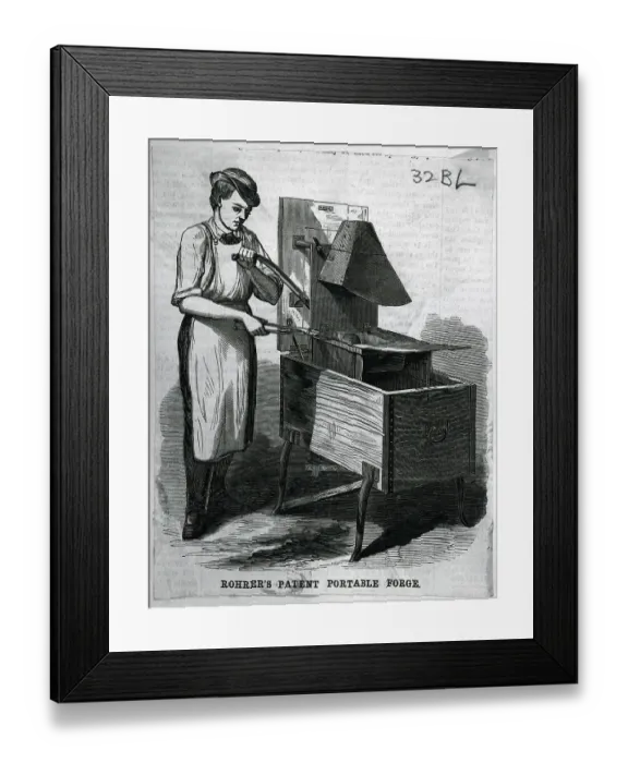 Framed Print : Engraving;Rohrer'S Patent Portable Forge