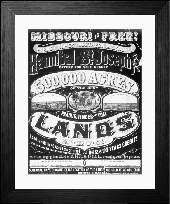 Framed Print : 500, 000 Acres of the Best Prairie, Timber and Coal Lands Poster Framed Print : 500, 000 Acres of the Best Prairie, Timber and Coal Lands Poster