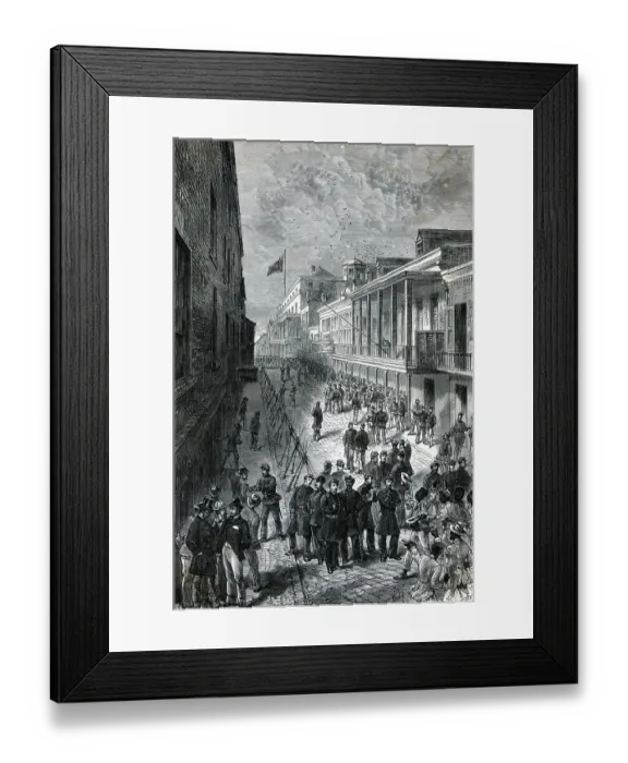 Framed Print : Troops Occupying St.Louis Street Framed Print : Troops Occupying St.Louis Street