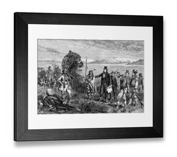 Framed Print : Engraving of Brigham Young Leading Expedition to Salt Lake, Utah Framed Print : Engraving of Brigham Young Leading Expedition to Salt Lake, Utah