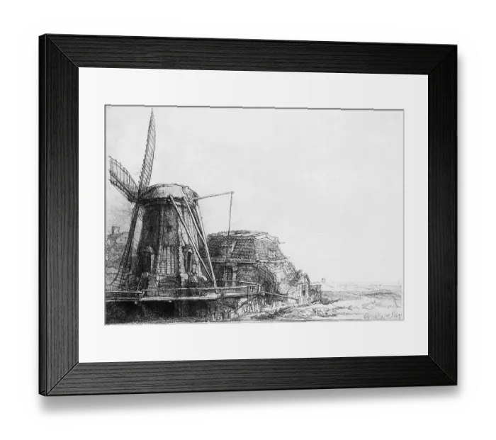 Framed Print : Painting Of A Windmill By Rembrandt Framed Print : Painting Of A Windmill By Rembrandt