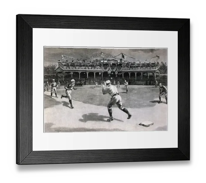 Framed Print : First League Game Showing Double Play Framed Print : First League Game Showing Double Play