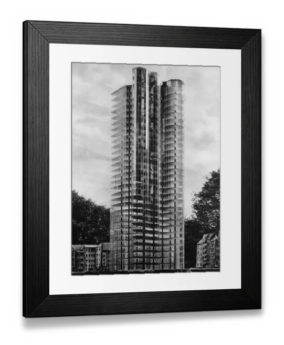 Framed Print : Exterior View Of Glass & Steel Highrise Framed Print : Exterior View Of Glass & Steel Highrise