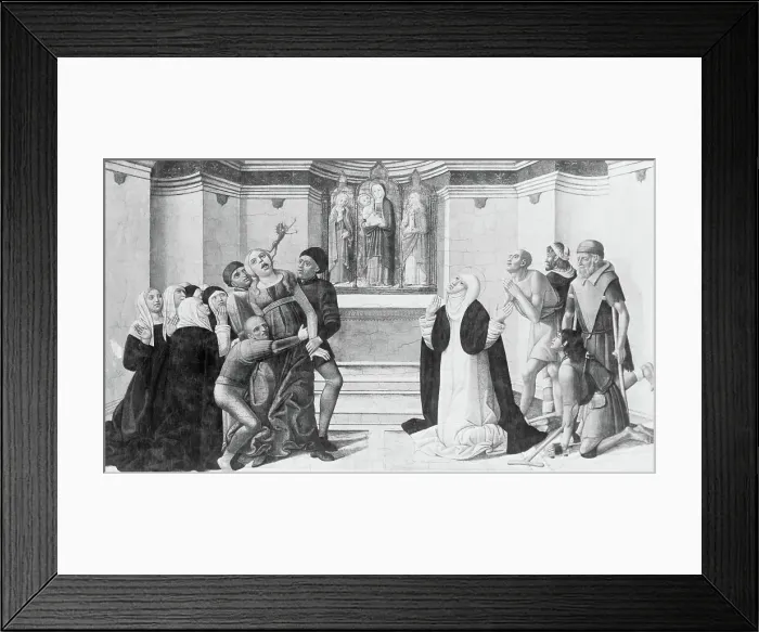 Framed Print : St. Catherine of Siena Exorcising a Possessed Woman by Girolamo di Benvenuto Framed Print : St. Catherine of Siena Exorcising a Possessed Woman by Girolamo di Benvenuto