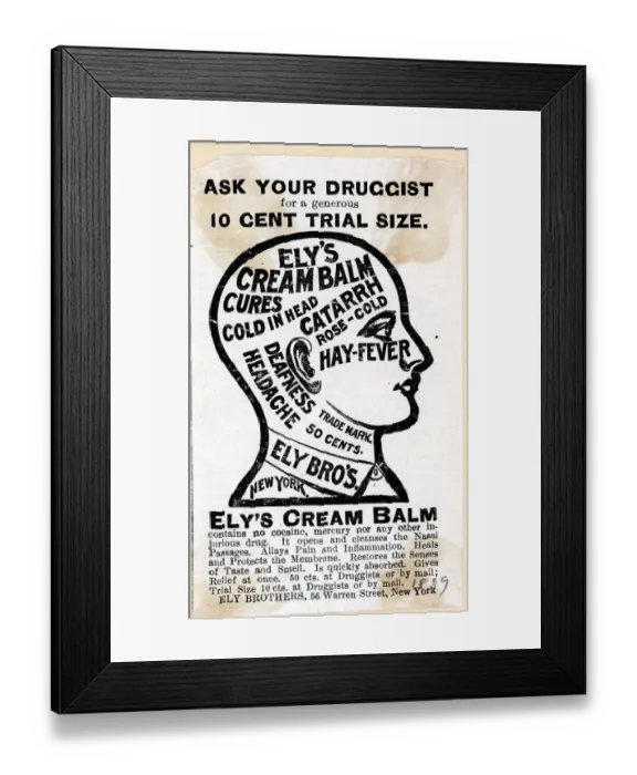 Framed Print : Advertisement For Ely Cream Balm Framed Print : Advertisement For Ely Cream Balm