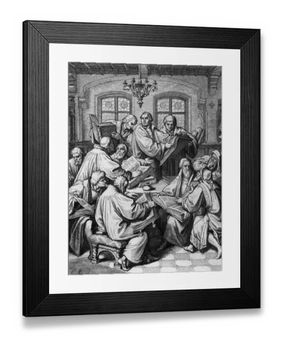 Framed Print : Martin Luther With Colleagues; Engraving Framed Print : Martin Luther With Colleagues; Engraving