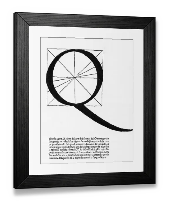 Framed Print : Type Page Featuring The Letter Q Framed Print : Type Page Featuring The Letter Q