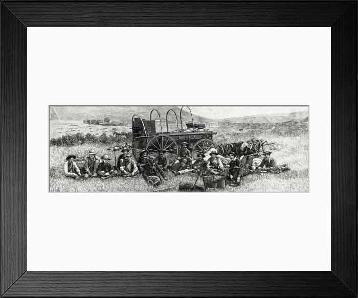 Framed Print : Cowboys On The Praiie At Dinner Time