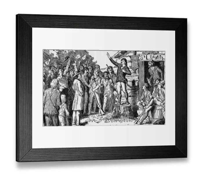 Framed Print : Engraving Of Davy Crockett Campaigning Framed Print : Engraving Of Davy Crockett Campaigning