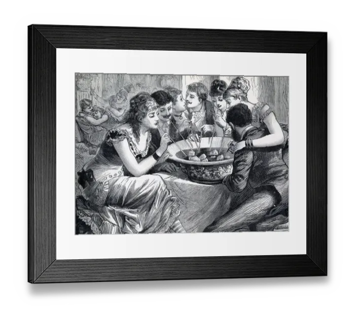 Framed Print : Engraving Of People Drinking Punch;Straw Framed Print : Engraving Of People Drinking Punch;Straw