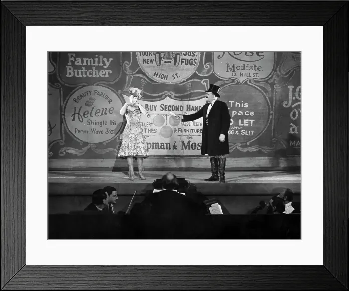 Framed Print : Vaudeville;Man W / Rolled Paper, Woman Sad Framed Print : Vaudeville;Man W / Rolled Paper, Woman Sad
