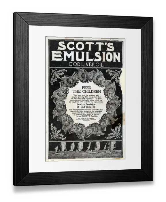 Framed Print : Scott's Emulsion Cod Liver Oil Advertisement Framed Print : Scott's Emulsion Cod Liver Oil Advertisement