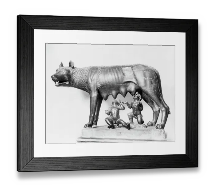 Framed Print : She-Wolf. Vatican City-Romulus and Remus: Famous sculpture in Vatican Museums.Undated Framed Print : She-Wolf. Vatican City-Romulus and Remus: Famous sculpture in Vatican Museums.Undated