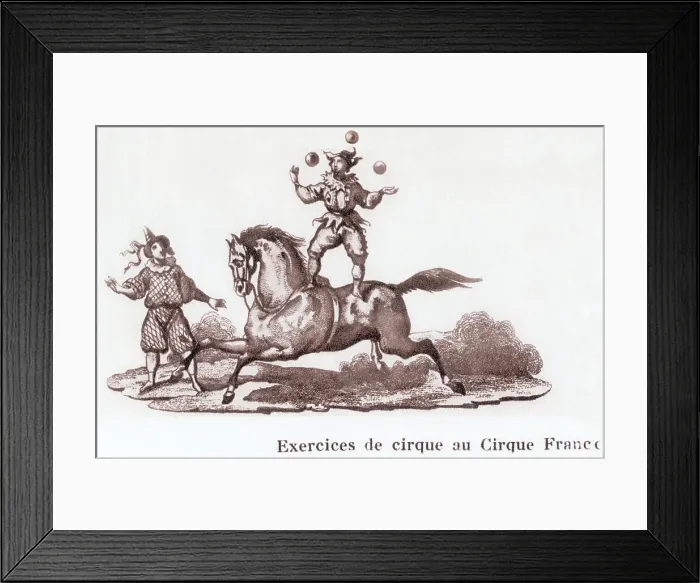 Framed Print : Juggler On Horseback In French Circus Framed Print : Juggler On Horseback In French Circus