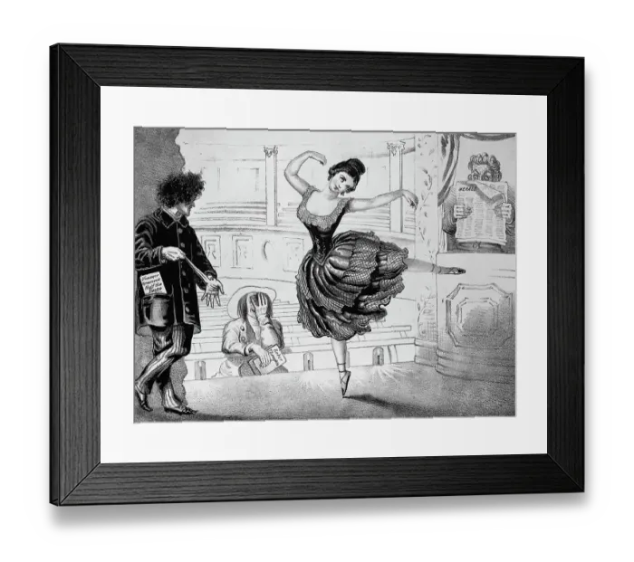 Framed Print : Lola Montez; Cartoon About Her Dancing