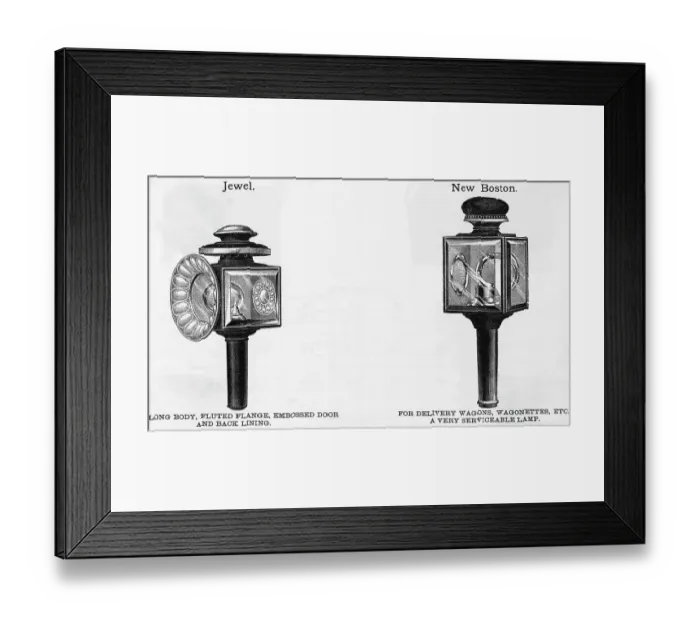 Framed Print : Engraving of Carriage Lamps Framed Print : Engraving of Carriage Lamps