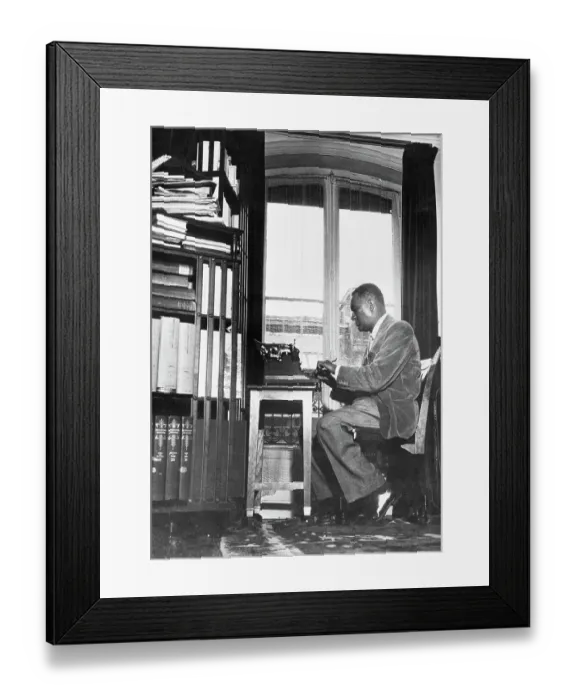 Framed Print : Richard Wright Seated at Typewriter