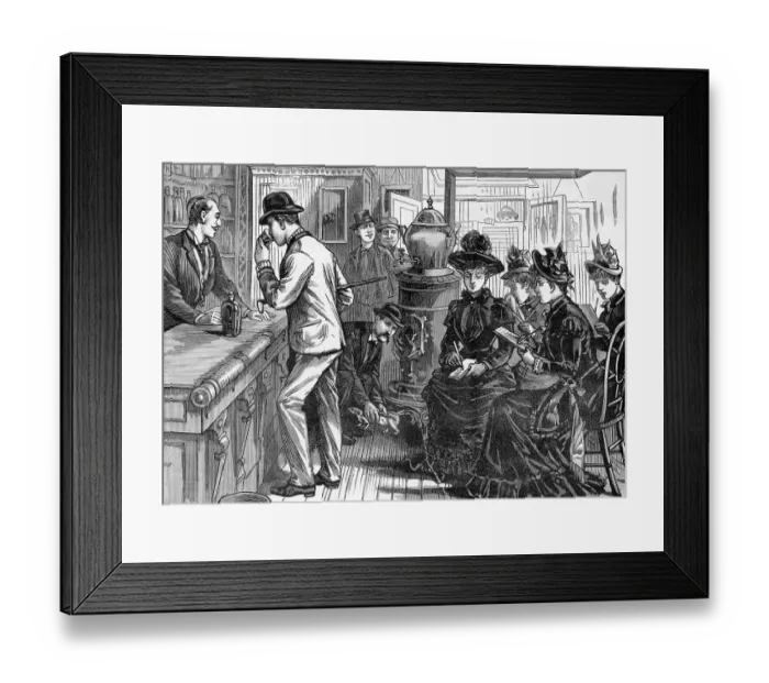 Framed Print : Women In Bar Recording Drinkers;Man W / Sk Framed Print : Women In Bar Recording Drinkers;Man W / Sk